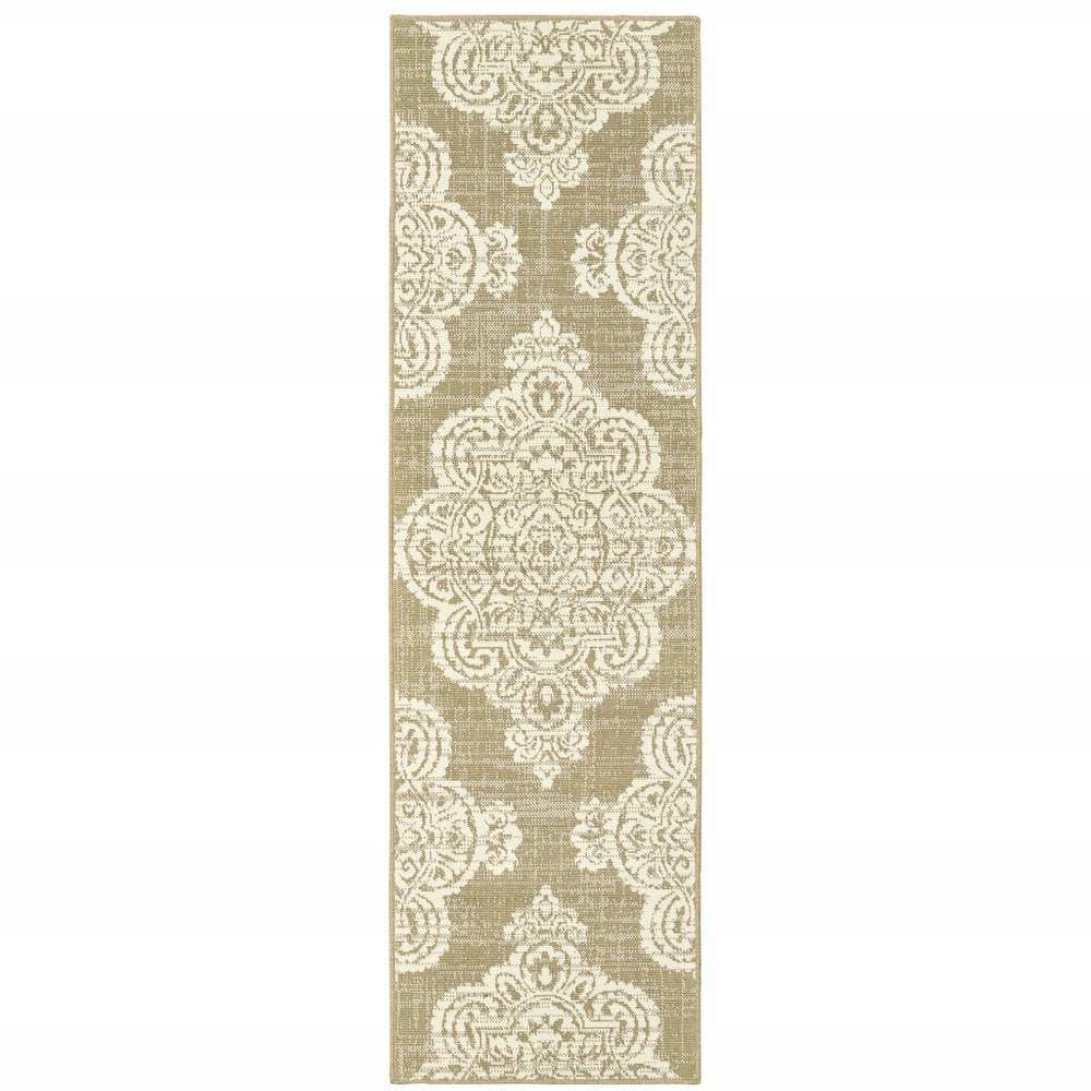 2' X 4' Blue Oriental Stain Resistant Indoor Outdoor Area Rug