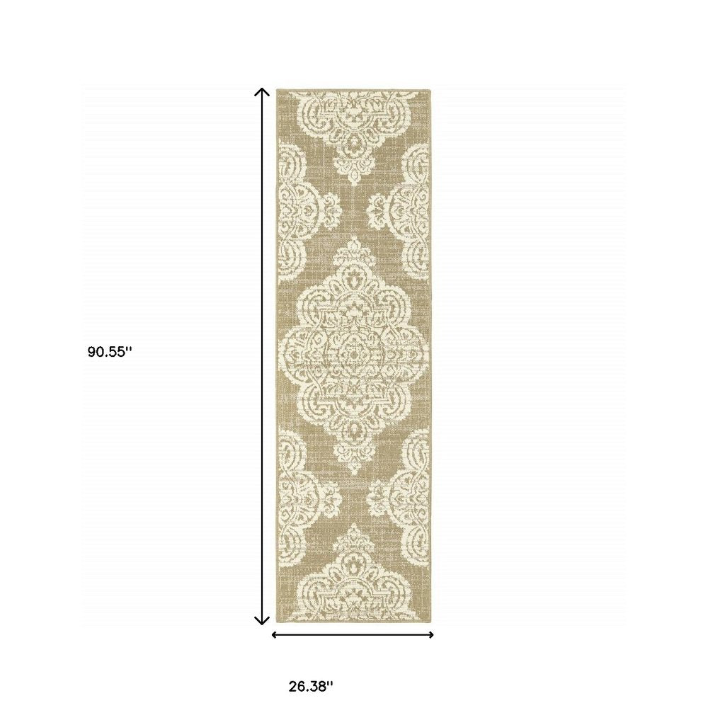 2' X 4' Blue Oriental Stain Resistant Indoor Outdoor Area Rug