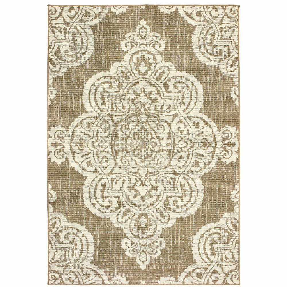 2' X 4' Blue Oriental Stain Resistant Indoor Outdoor Area Rug