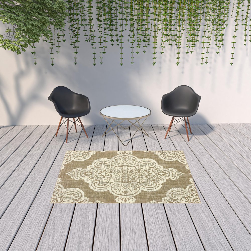 2' X 4' Blue Oriental Stain Resistant Indoor Outdoor Area Rug