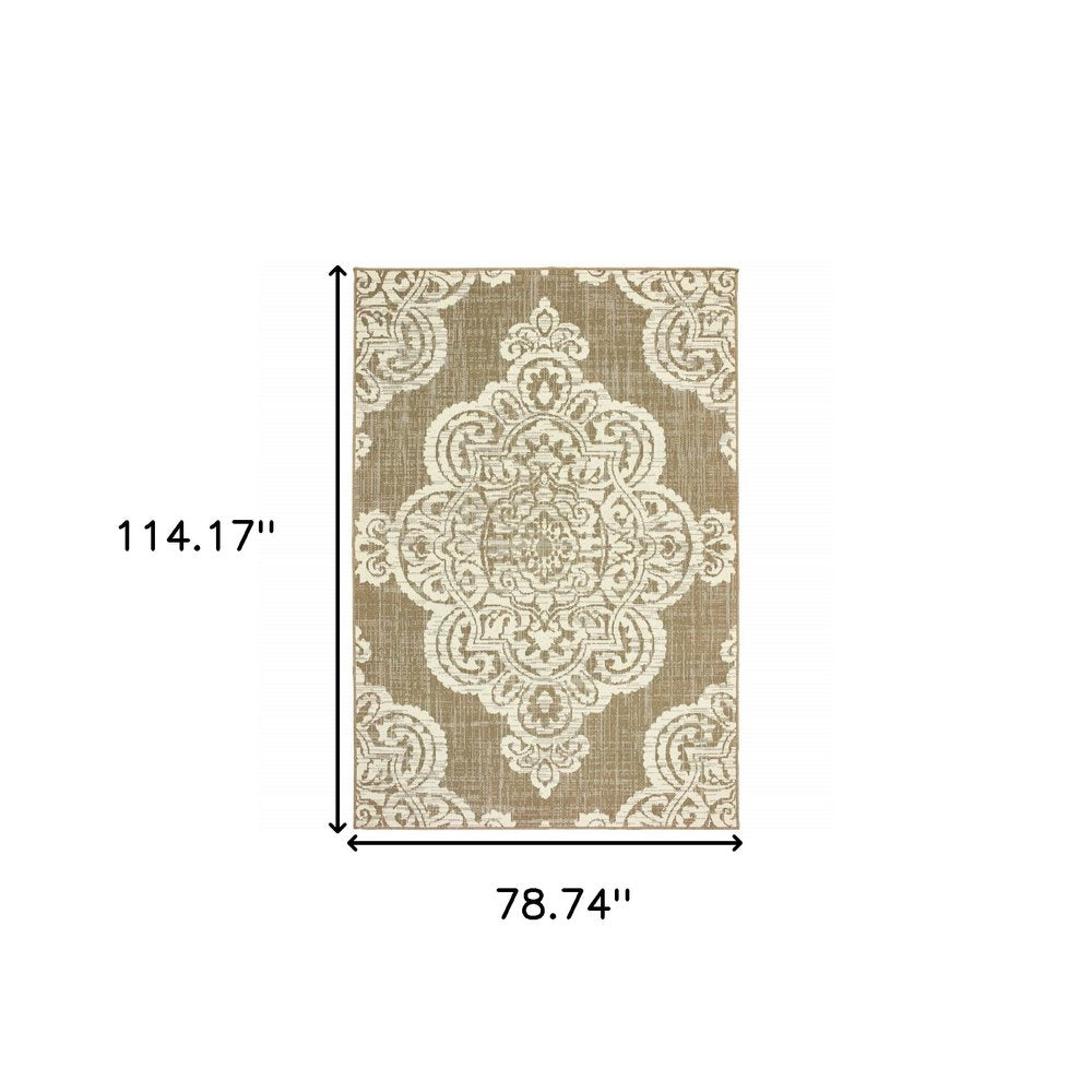 2' X 4' Blue Oriental Stain Resistant Indoor Outdoor Area Rug