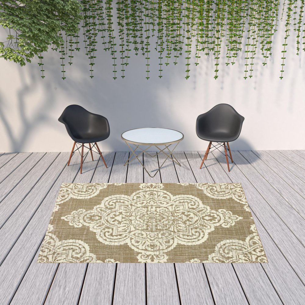 2' X 4' Blue Oriental Stain Resistant Indoor Outdoor Area Rug