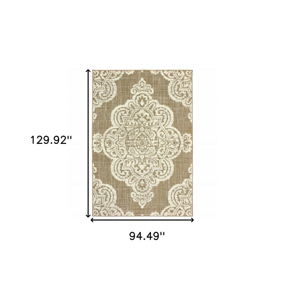 2' X 4' Blue Oriental Stain Resistant Indoor Outdoor Area Rug
