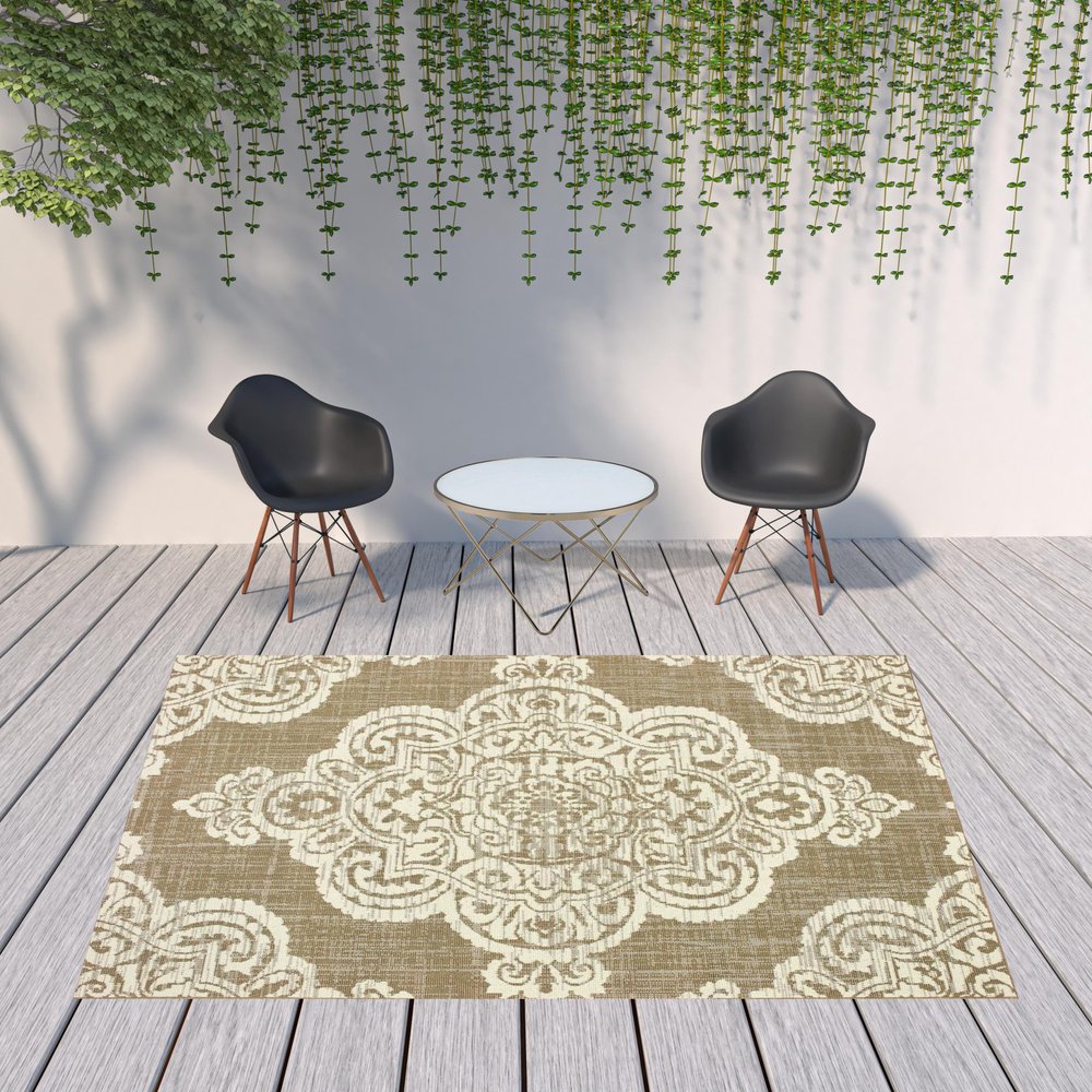 2' X 4' Blue Oriental Stain Resistant Indoor Outdoor Area Rug
