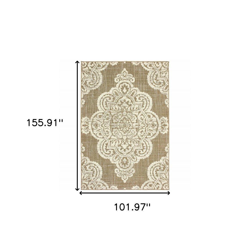 2' X 4' Blue Oriental Stain Resistant Indoor Outdoor Area Rug