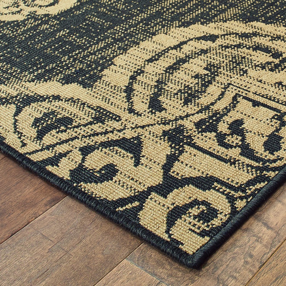 2' X 4' Blue Oriental Stain Resistant Indoor Outdoor Area Rug