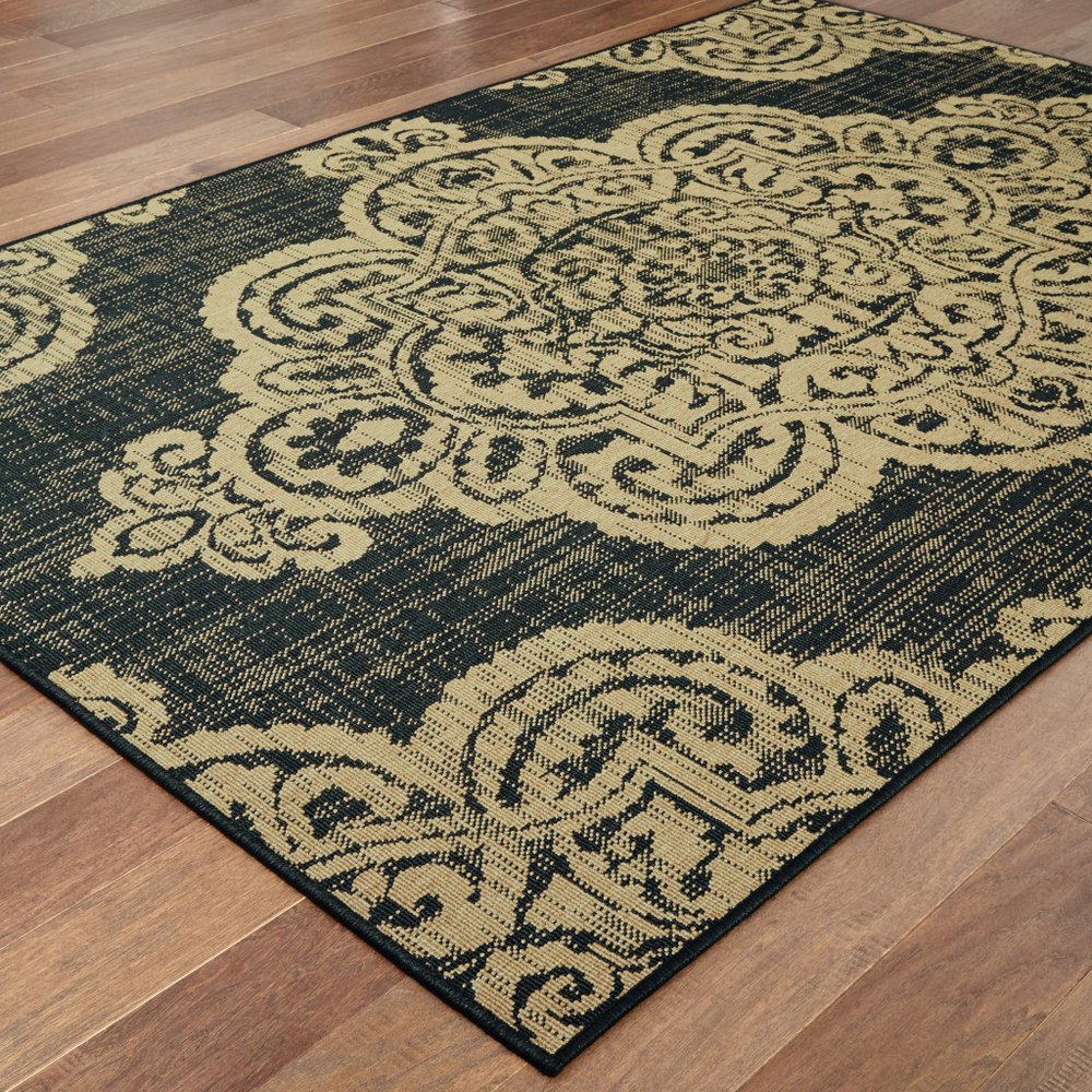 2' X 4' Blue Oriental Stain Resistant Indoor Outdoor Area Rug