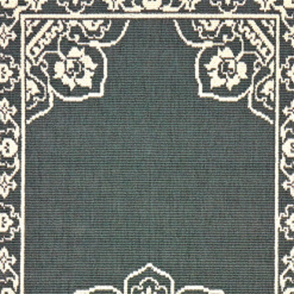 2' X 4' Gray and Ivory Oriental Stain Resistant Indoor Outdoor Area Rug