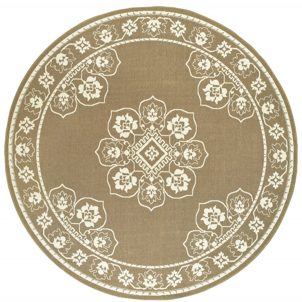 2' X 4' Gray and Ivory Oriental Stain Resistant Indoor Outdoor Area Rug