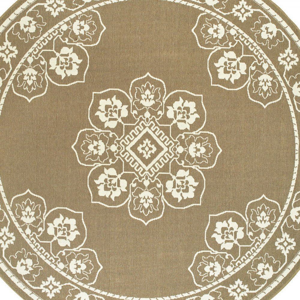 2' X 4' Gray and Ivory Oriental Stain Resistant Indoor Outdoor Area Rug