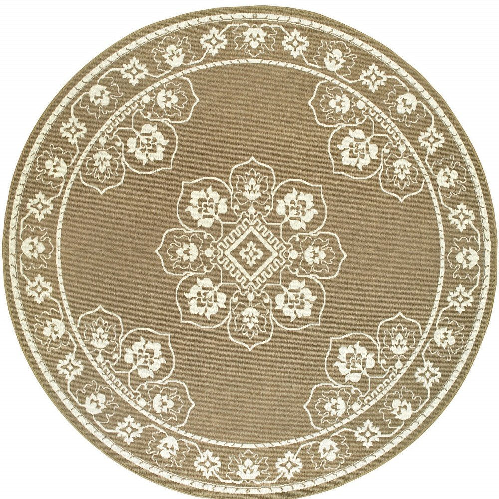 2' X 4' Gray and Ivory Oriental Stain Resistant Indoor Outdoor Area Rug