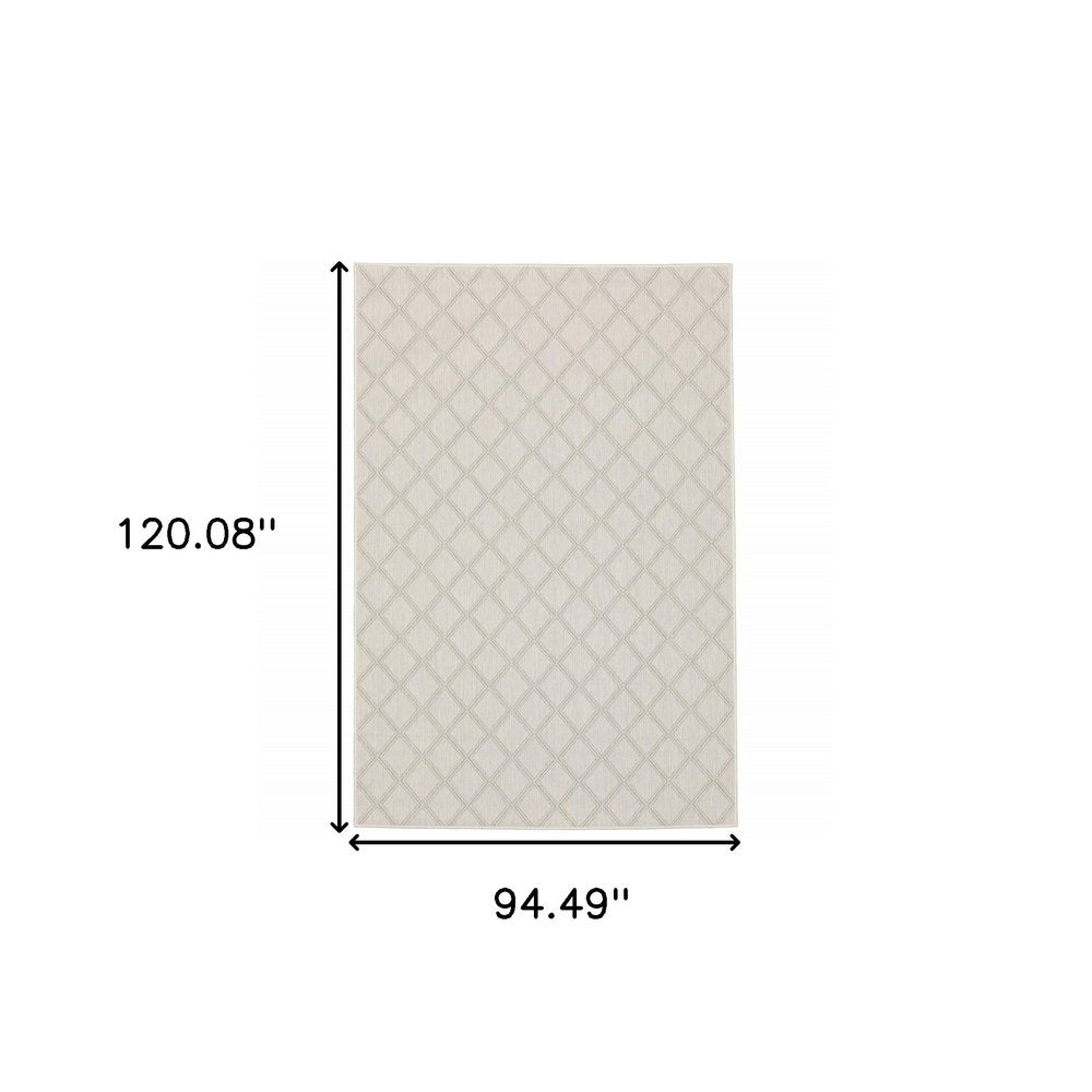 2' X 7' Gray and Ivory Geometric Stain Resistant Indoor Outdoor Area Rug
