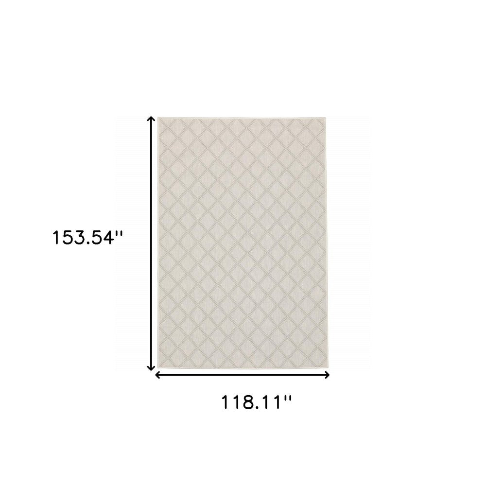2' X 7' Gray and Ivory Geometric Stain Resistant Indoor Outdoor Area Rug
