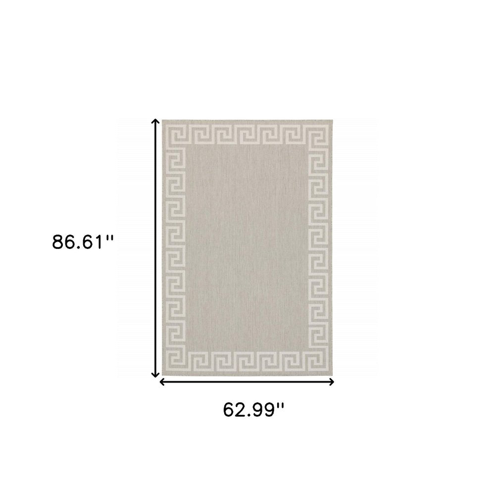 2' X 7' Gray and Ivory Stain Resistant Indoor Outdoor Area Rug