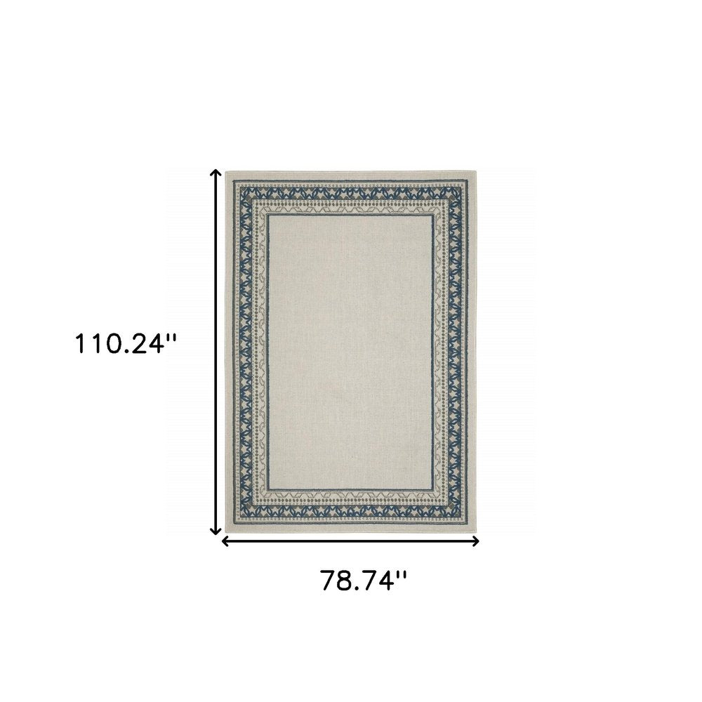 2' X 4' Blue and Beige Stain Resistant Indoor Outdoor Area Rug