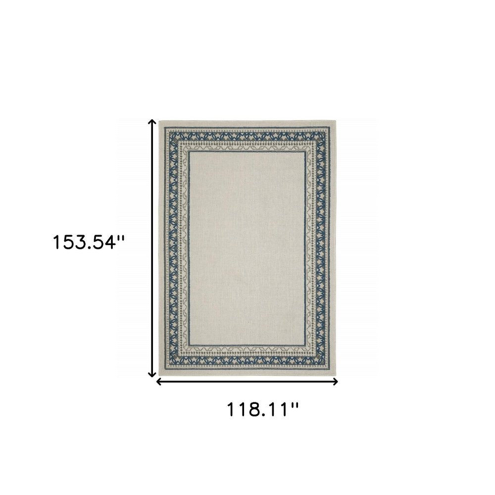 2' X 4' Blue and Beige Stain Resistant Indoor Outdoor Area Rug