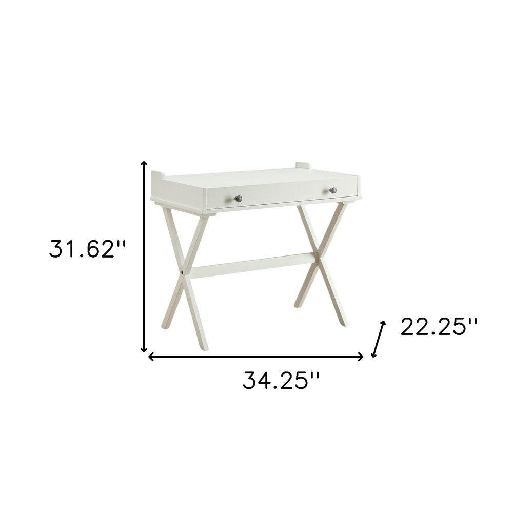 34" Antiqued White Wood Flip Top Desk
