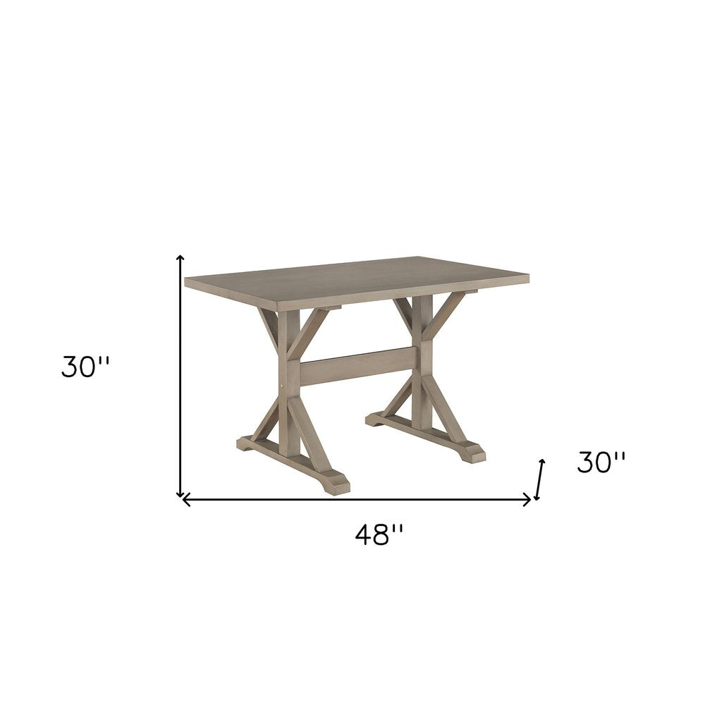 48" Gray Solid Wood Trestle Writing Desk