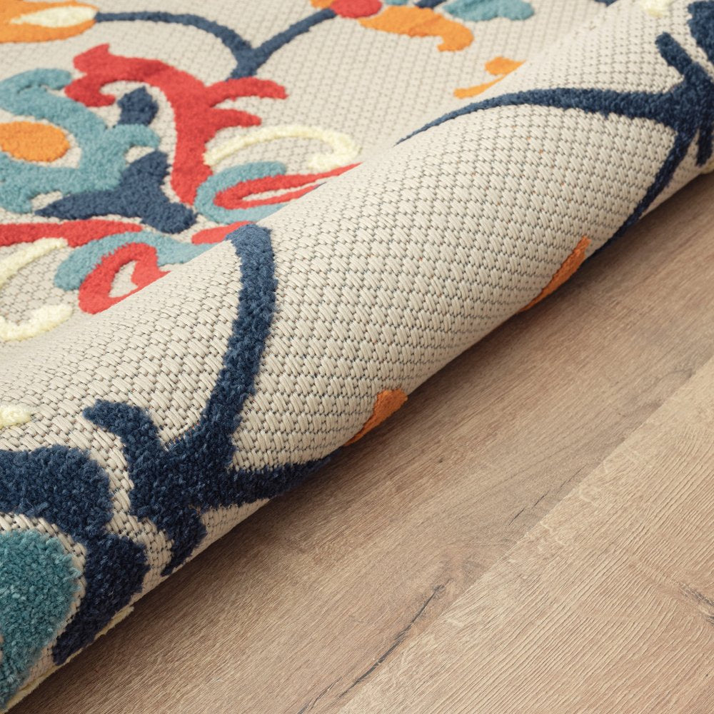 2' X 3' Blue Floral Non Skid Indoor Outdoor Area Rug
