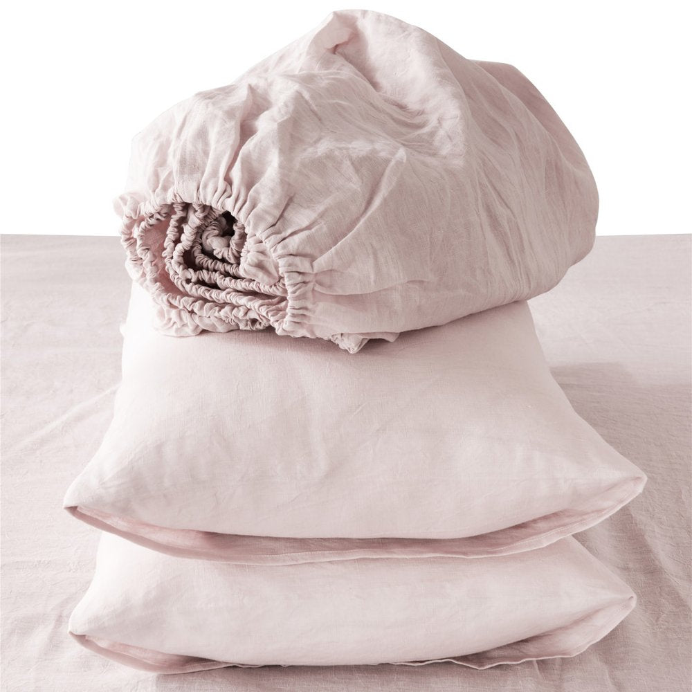 Four Piece White Linen Twin Sheet Set