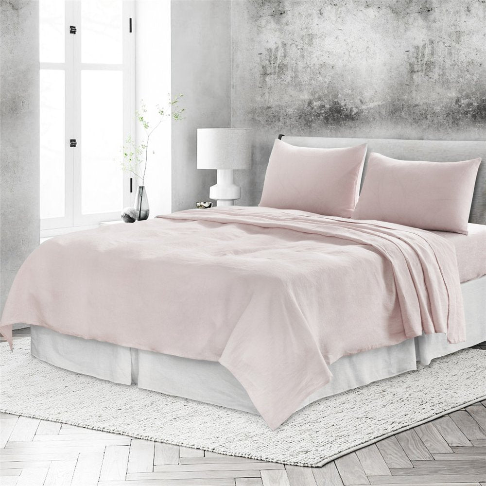 Four Piece White Linen Twin Sheet Set