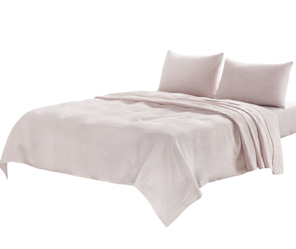 Four Piece White Linen Twin Sheet Set
