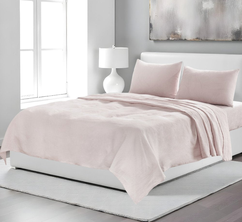 Four Piece White Linen Twin Sheet Set