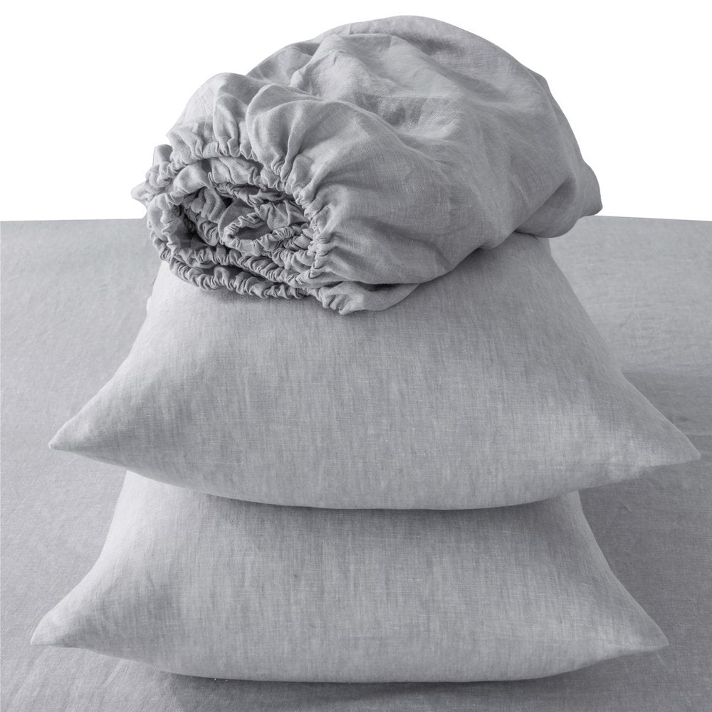 Four Piece White Linen Twin Sheet Set