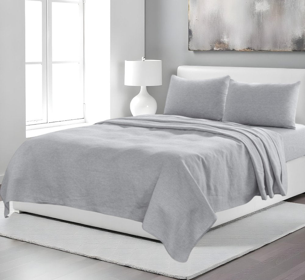 Four Piece White Linen Twin Sheet Set