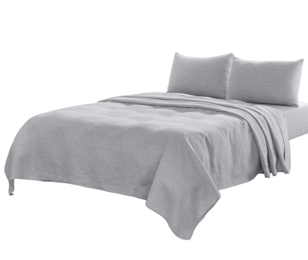 Four Piece White Linen Twin Sheet Set
