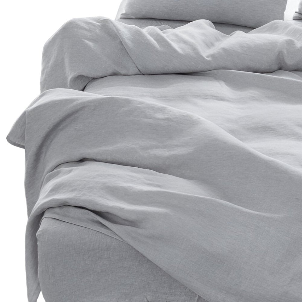 Four Piece White Linen Twin Sheet Set