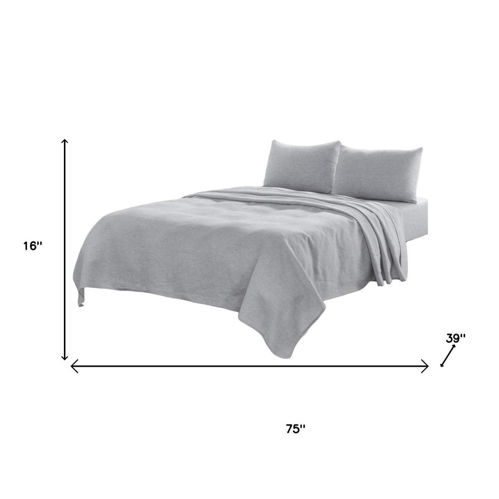 Four Piece White Linen Twin Sheet Set
