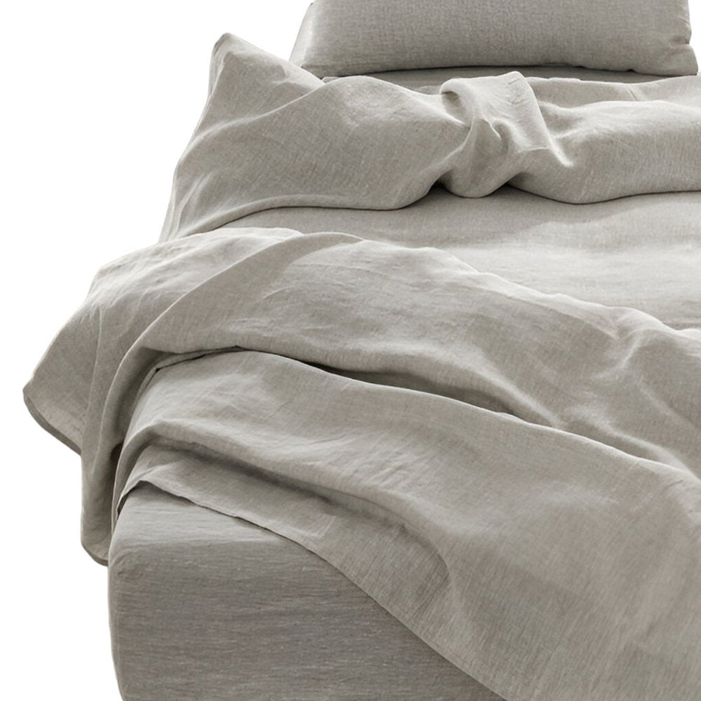 Four Piece White Linen Twin Sheet Set
