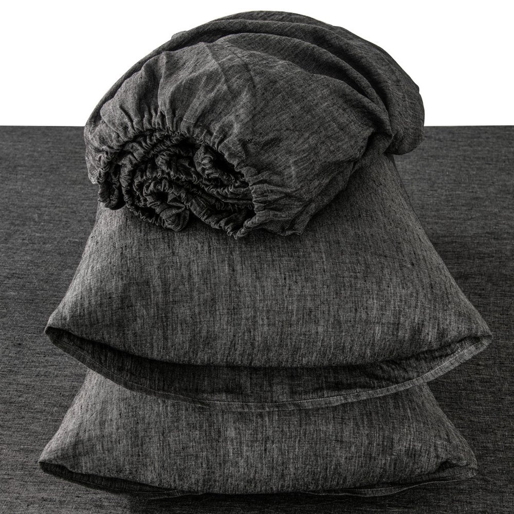 Four Piece Light Gray Linen Sheet Set