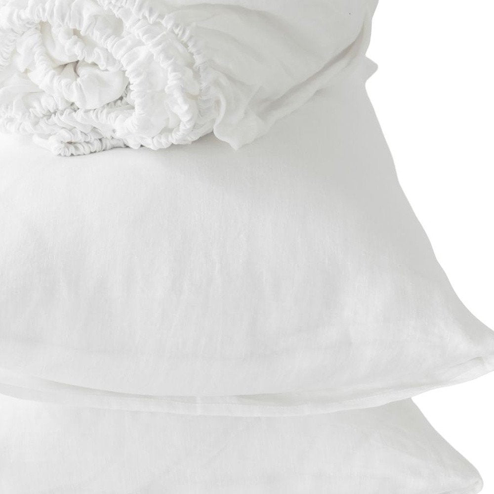 Four Piece White Linen Twin Sheet Set