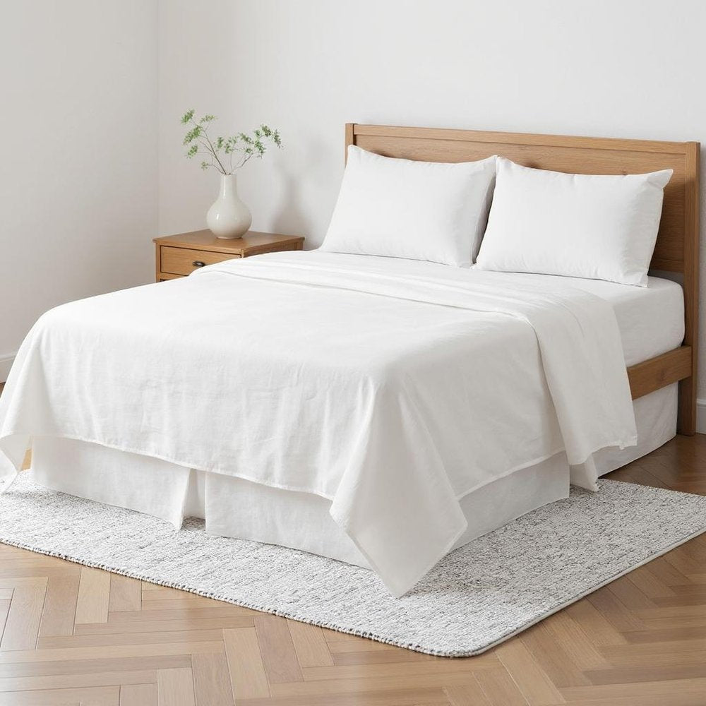 Four Piece White Linen Twin Sheet Set