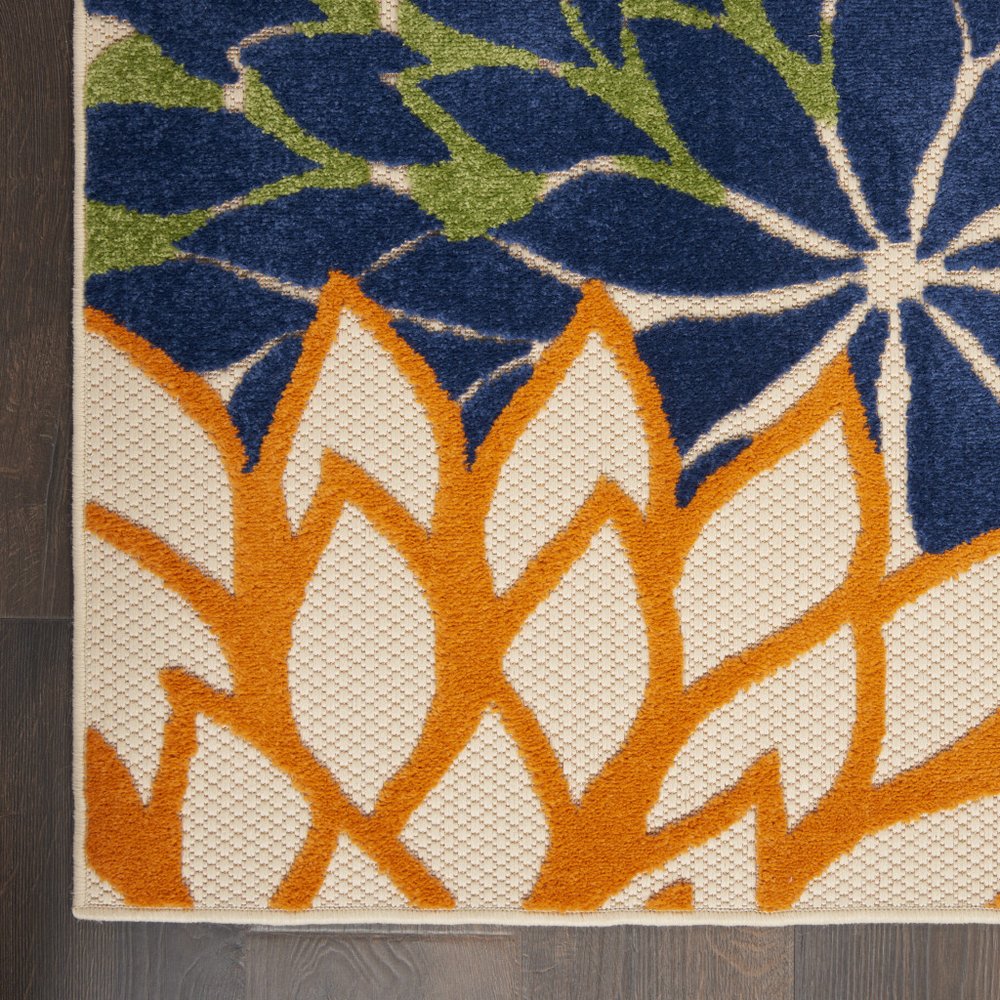 5' Blue And Green Square Indoor Outdoor Area Rug