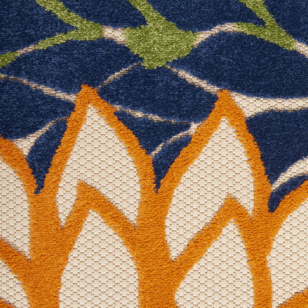 5' Blue And Green Square Indoor Outdoor Area Rug
