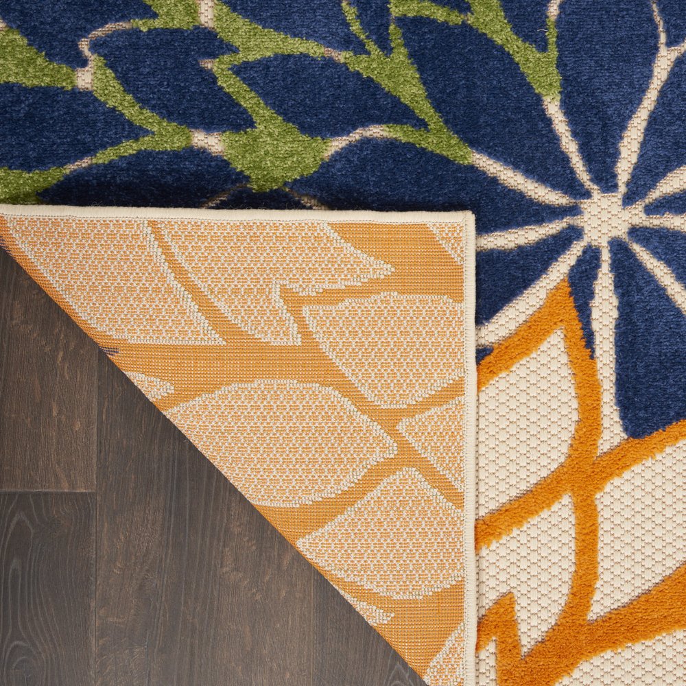 5' Blue And Green Square Indoor Outdoor Area Rug
