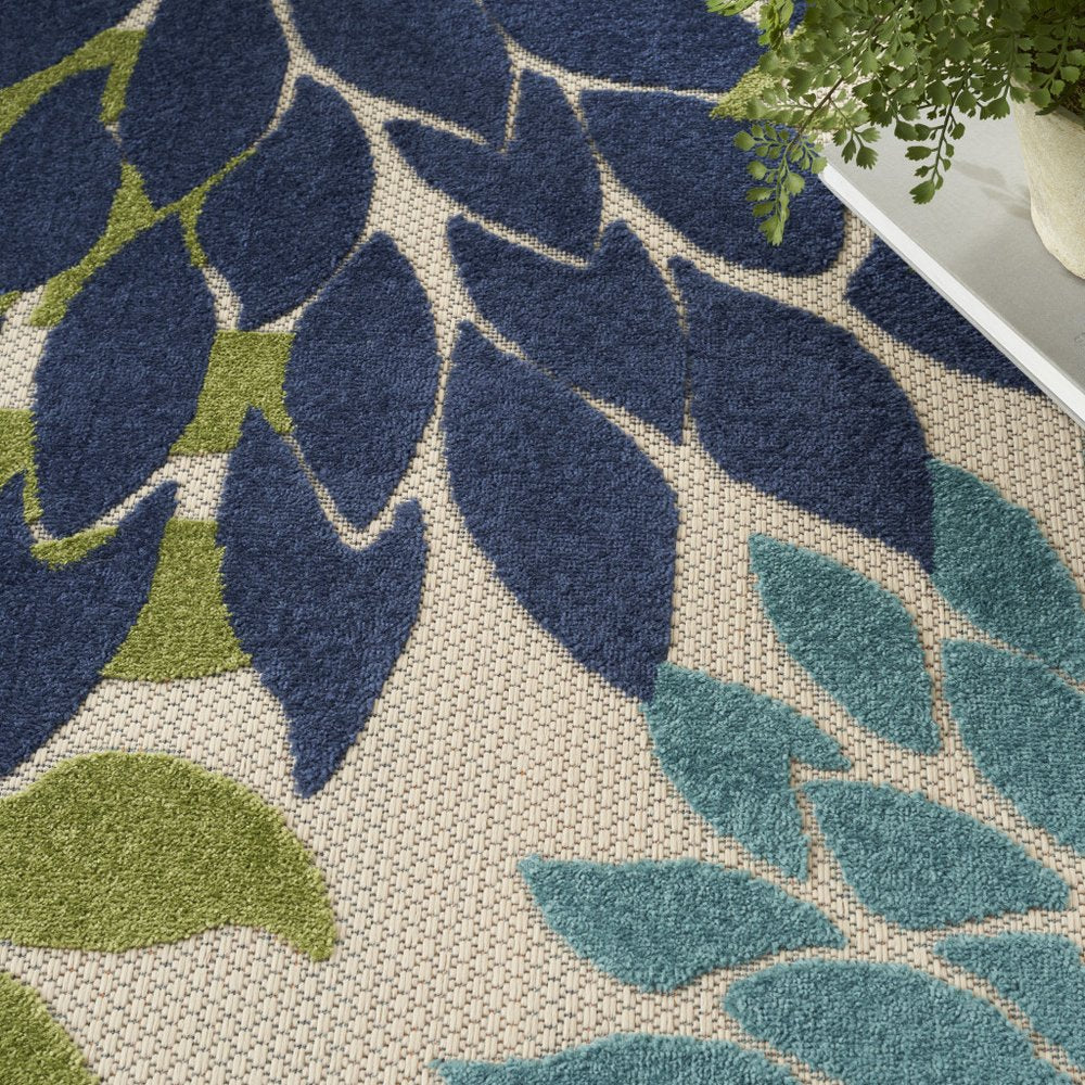 10' X 14' Blue And Green Indoor Outdoor Area Rug