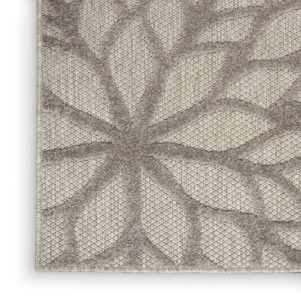 3' X 5' Gray Floral Stain Resistant Non Skid Indoor Outdoor Area Rug