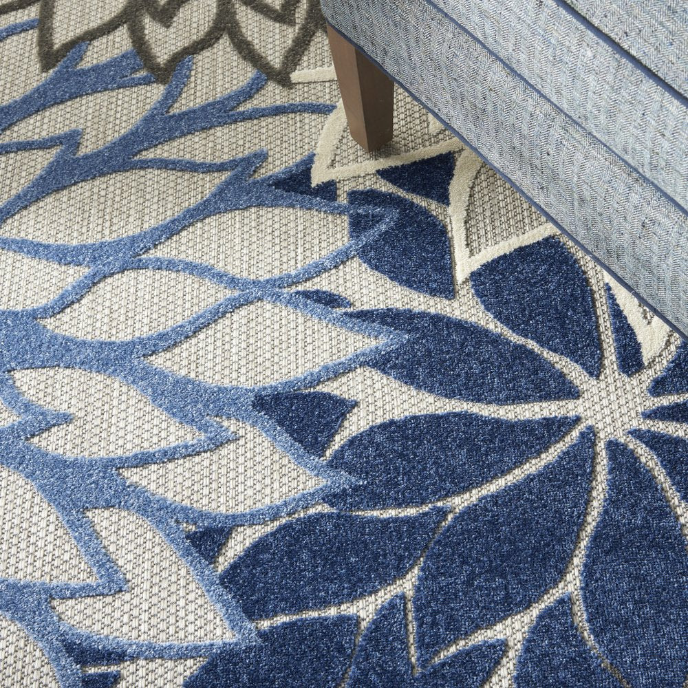12' X 15' Blue And Ivory Indoor Outdoor Area Rug