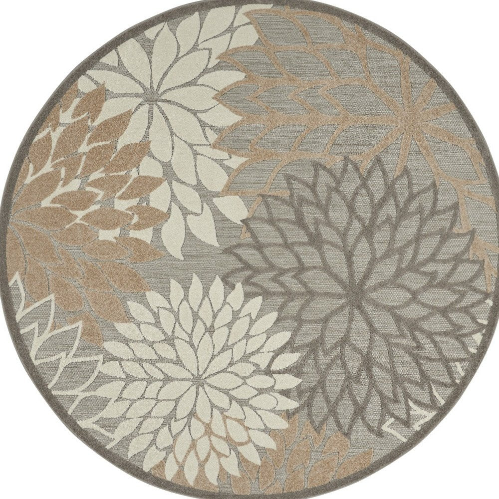 10' Gray and Ivory Indoor Outdoor Area Rug