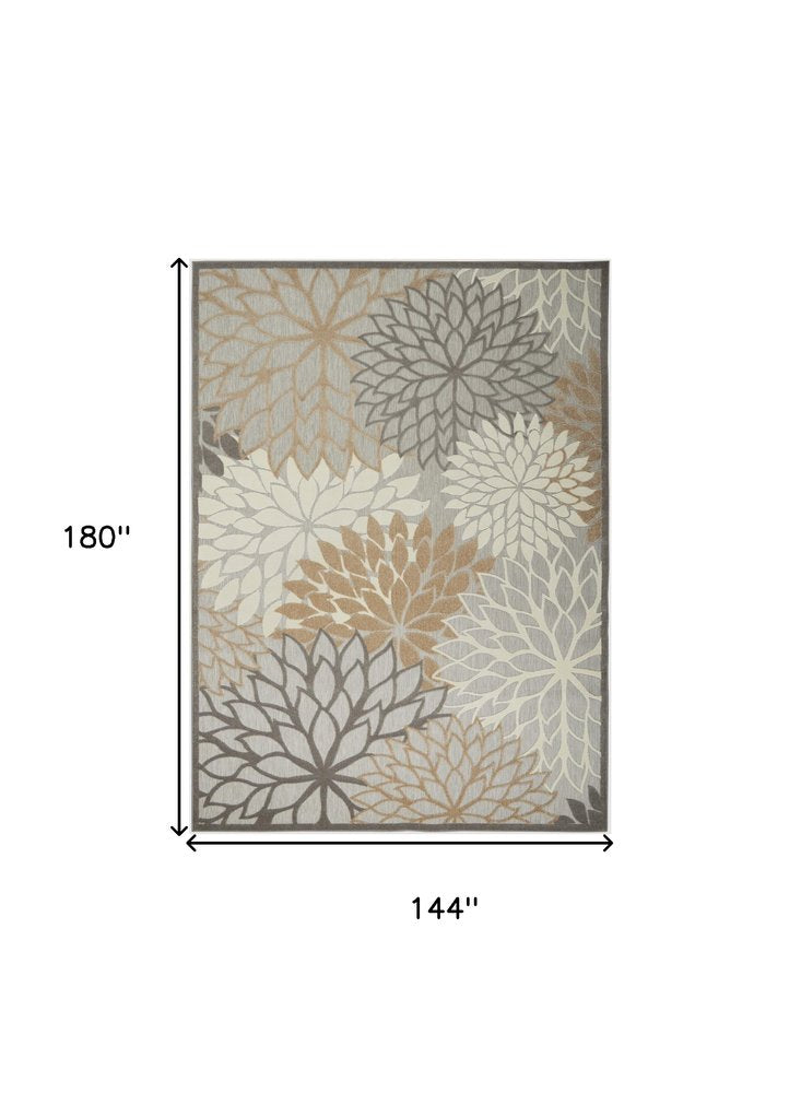 12' X 15' Gray And Ivory Indoor Outdoor Area Rug