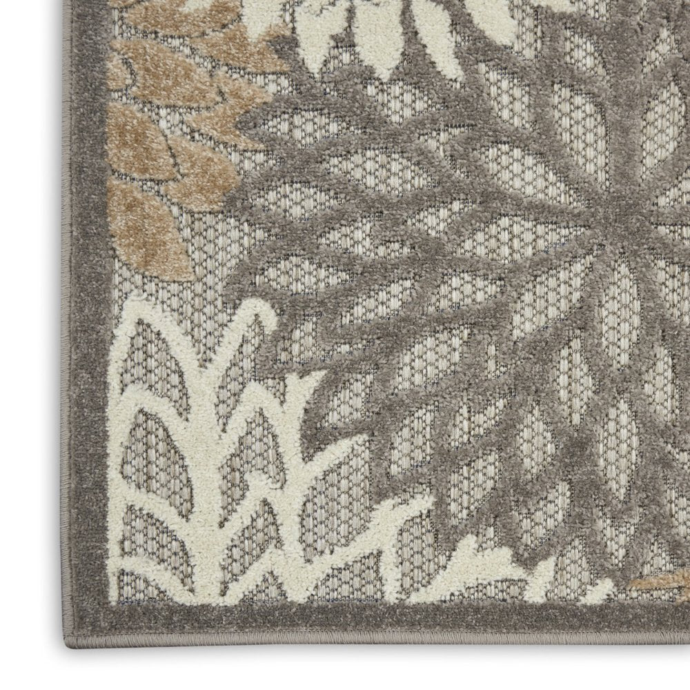 5' Gray and Ivory Indoor Outdoor Area Rug