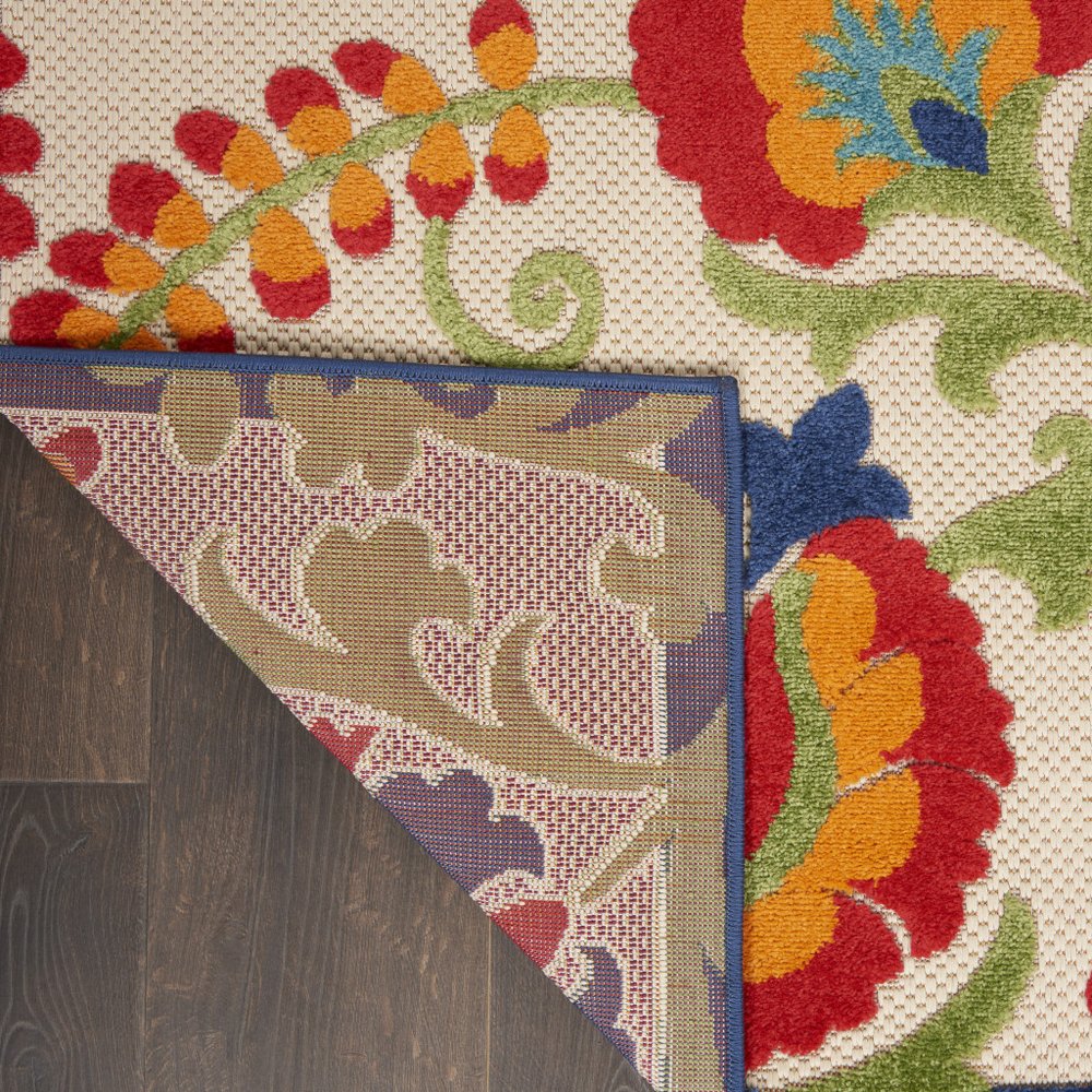 12' X 15' Ivory Blue And Orange Indoor Outdoor Area Rug