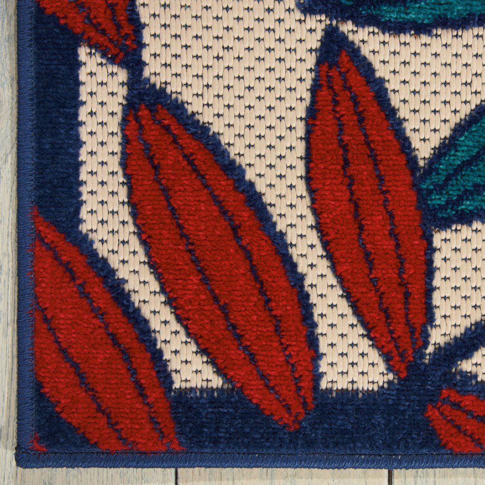 12' X 15' Ivory Blue And Orange Indoor Outdoor Area Rug