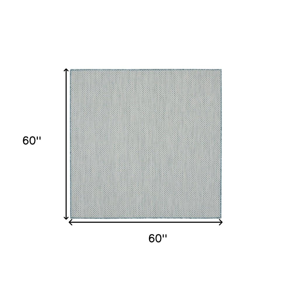 6' Blue Square Geometric Power Loom Area Rug