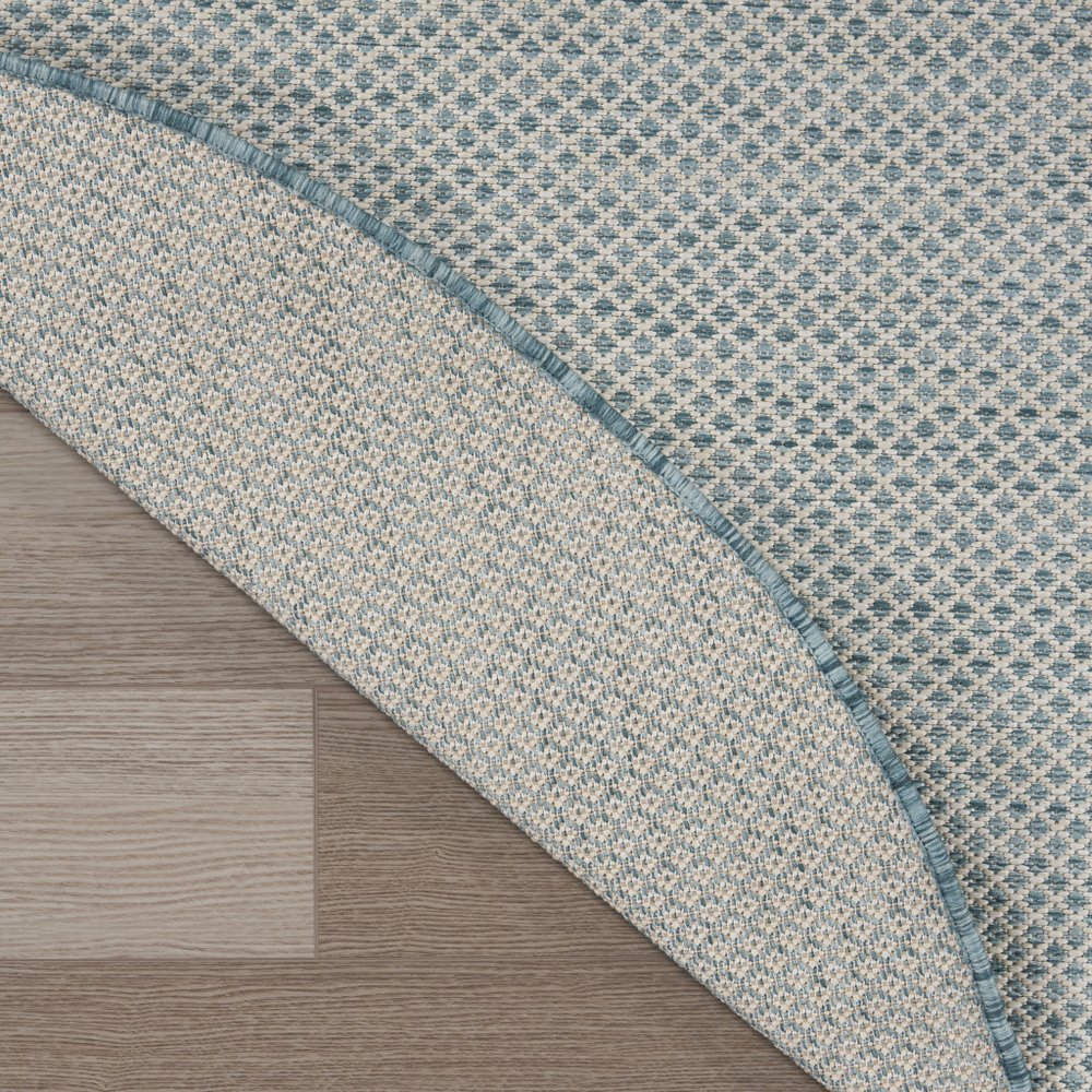 6' Blue Square Geometric Power Loom Area Rug