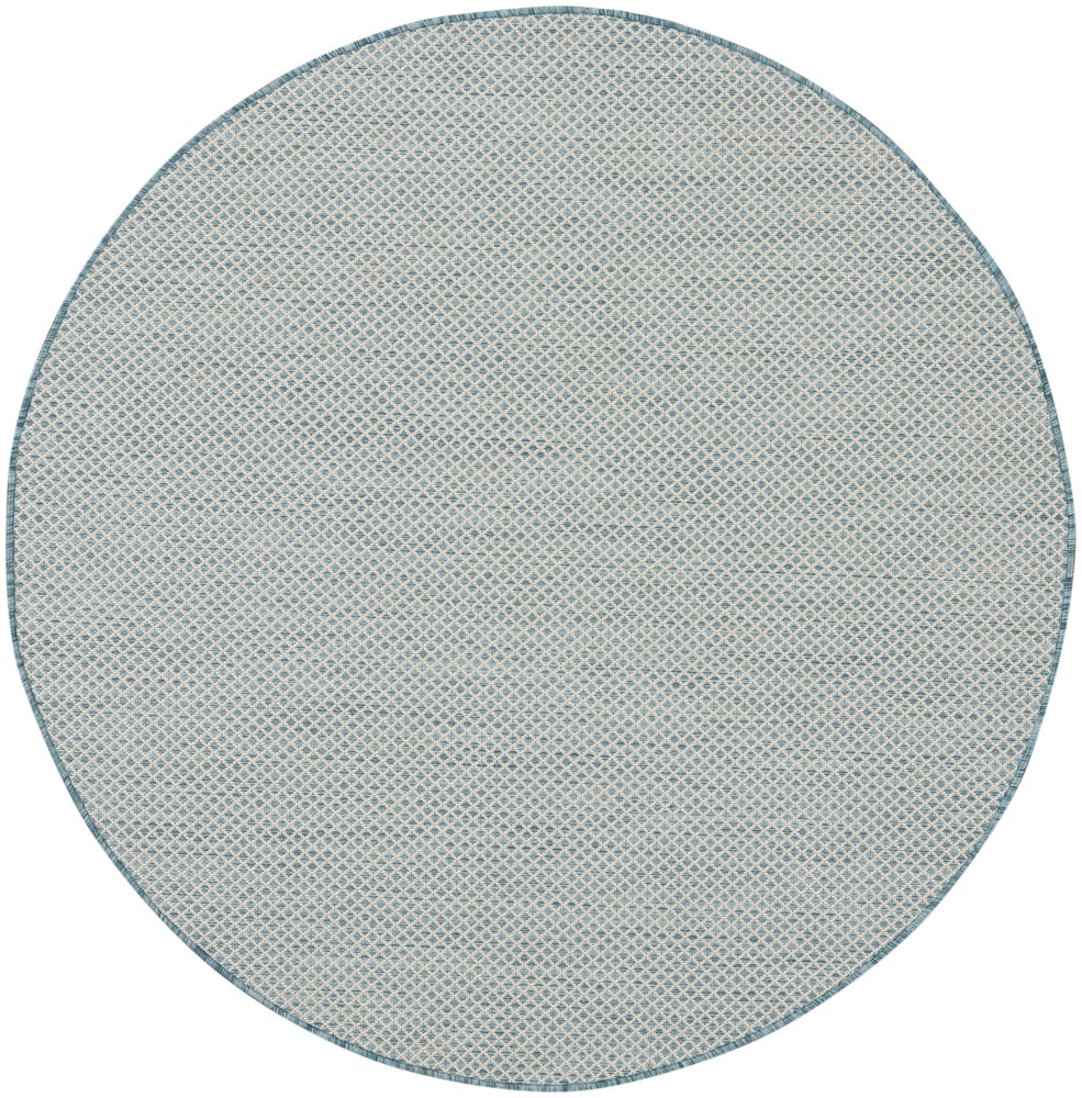 6' Blue Square Geometric Power Loom Area Rug